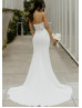 Strapless Sweetheart Neck White Satin Lace Classic Wedding Dress